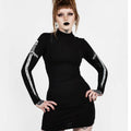 Skeleton Sword Print Long Sleeve Mini Dress for Casual Wear