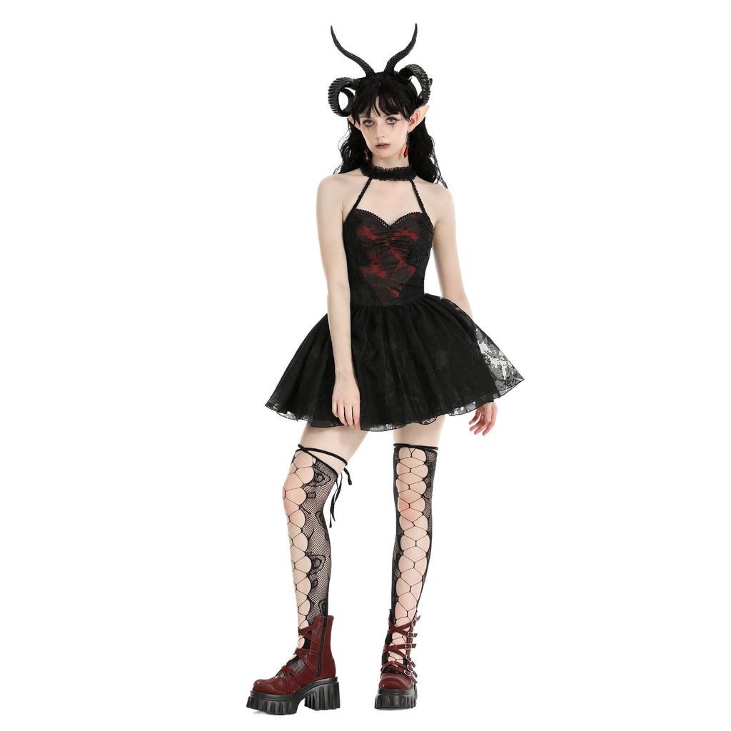 Gothic heartthrob little devil black mesh dress