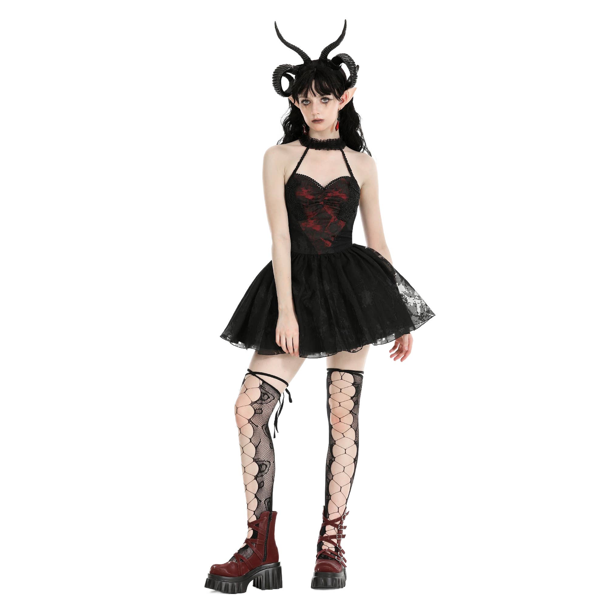 Gothic heartthrob little devil black mesh dress