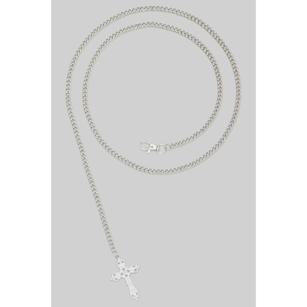 CHAIN BELT WITH DANGLING CROSS