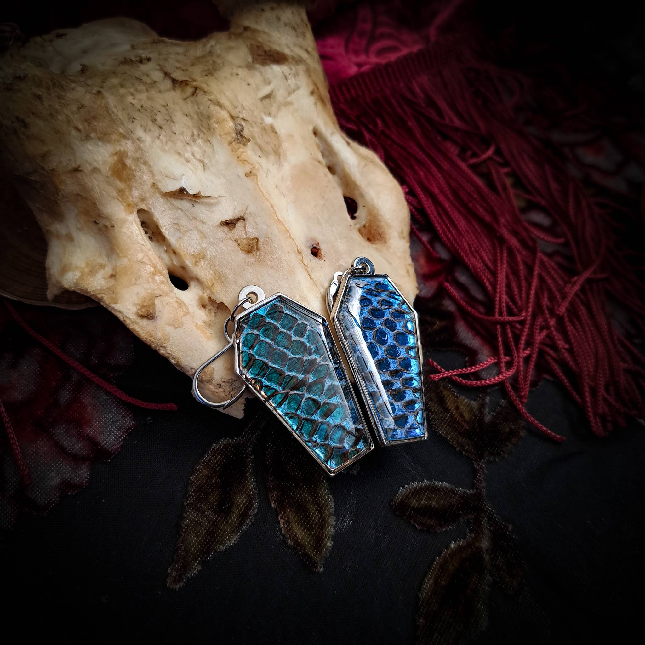 Assorted Holographic Snakeskin Coffin (Earrings )