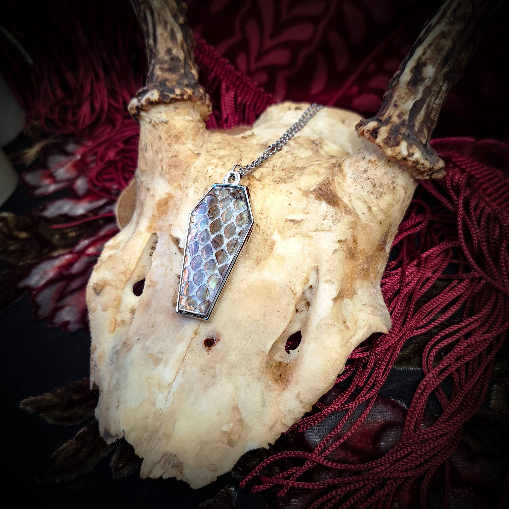 Assorted Holographic Snakeskin Coffin (Necklace)