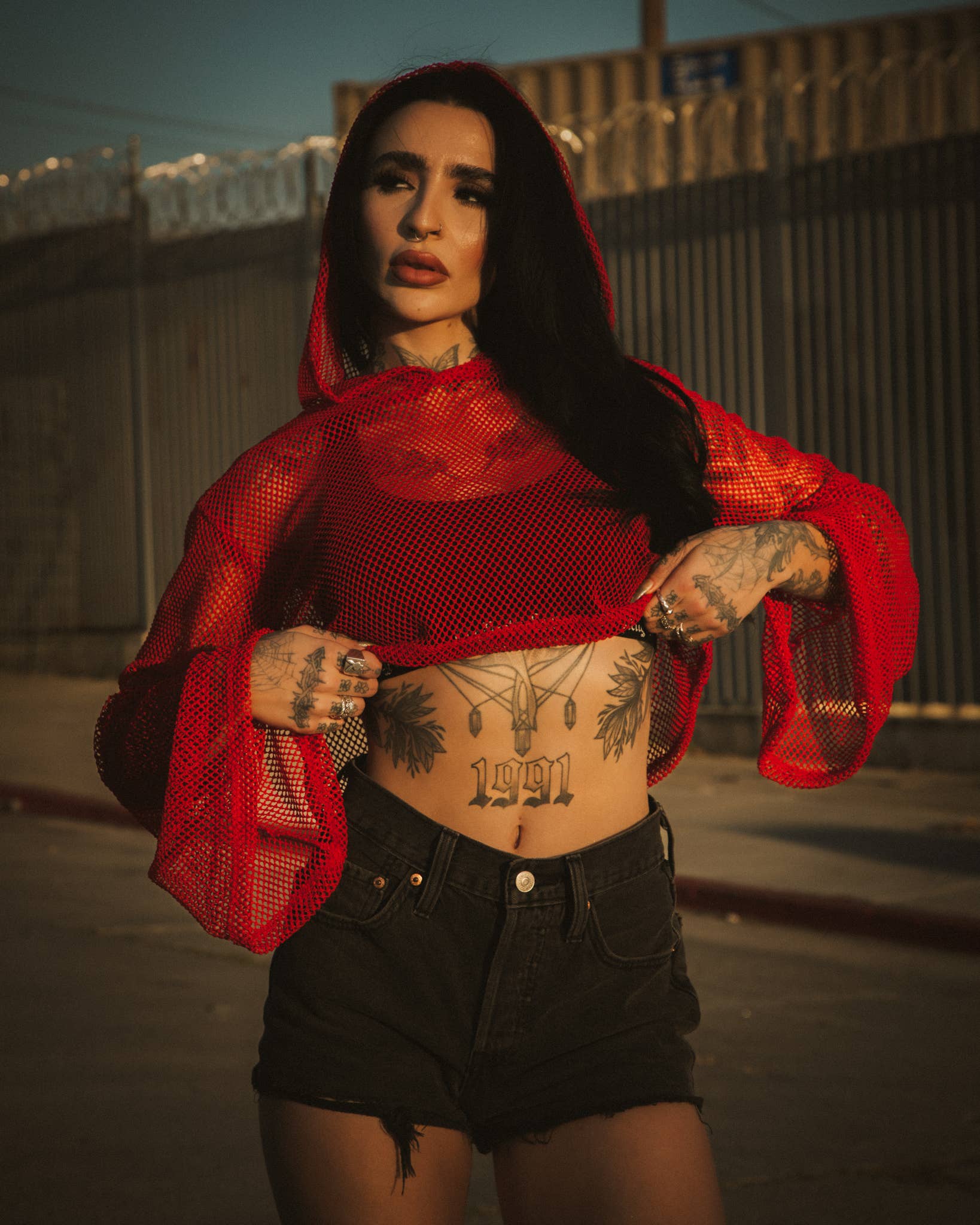 Crimson Web Crop Hoodie