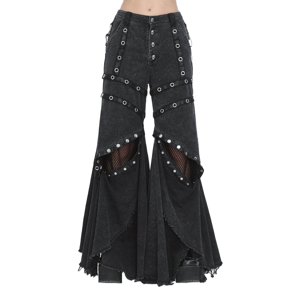 STUD PUNK DENIM FLARE PANTS