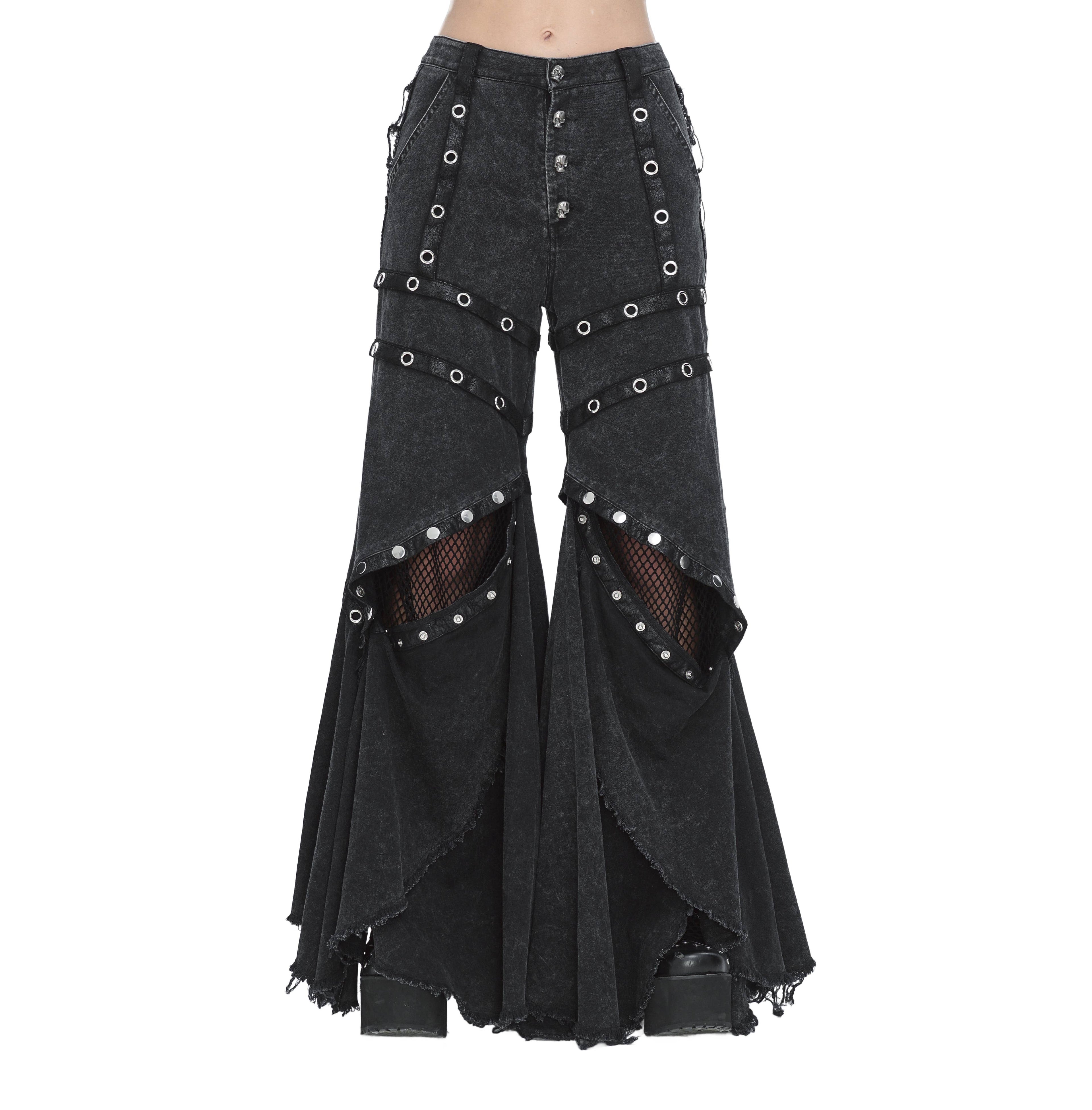 STUD PUNK DENIM FLARE PANTS