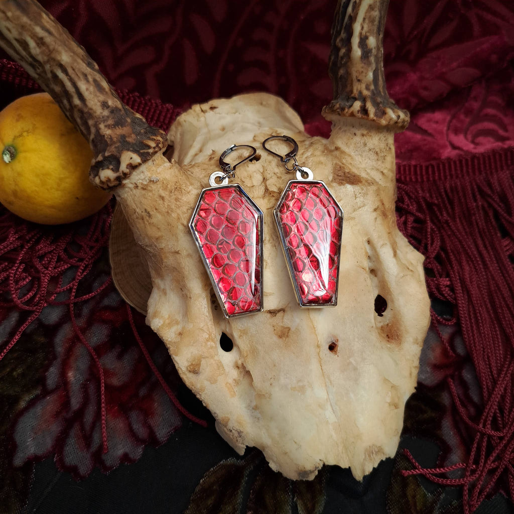 Assorted Holographic Snakeskin Coffin (Earrings )