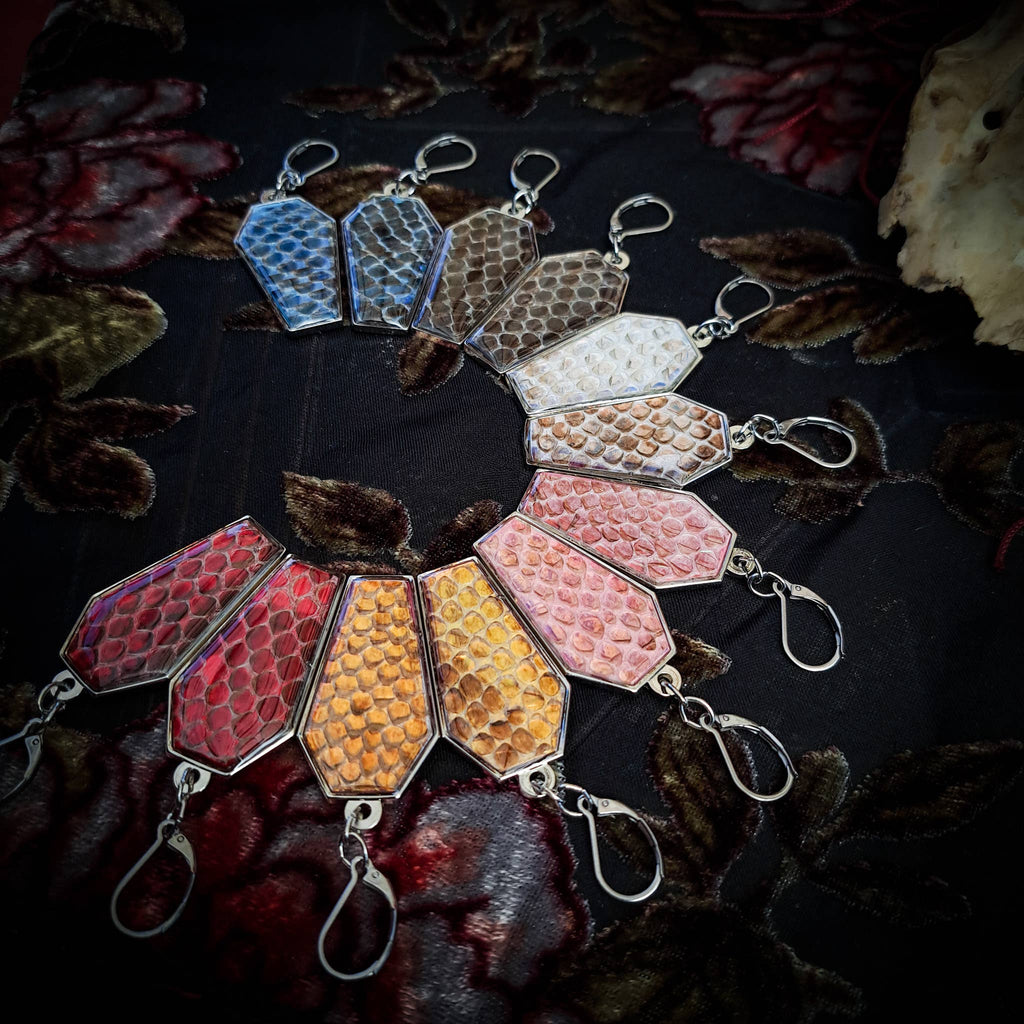 Assorted Holographic Snakeskin Coffin (Earrings )