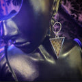 Snakeskin Shed Silver Tone Triangle (Earrings)