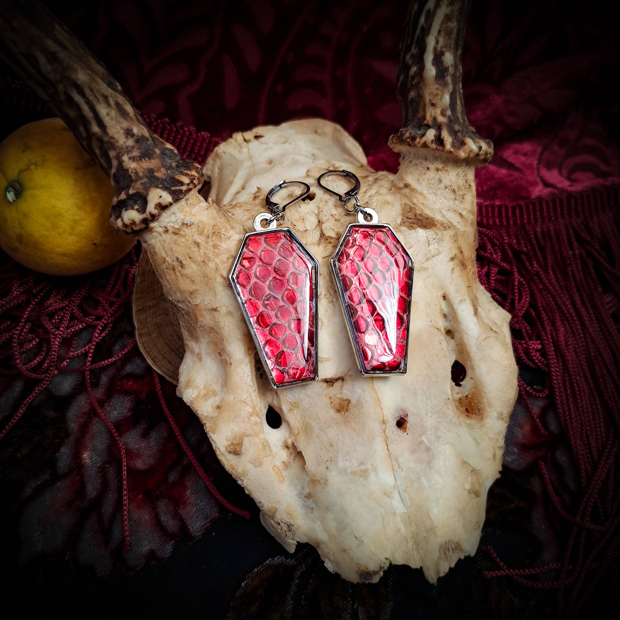 Assorted Holographic Snakeskin Coffin (Earrings )