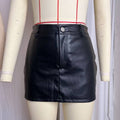 Black PU Leather Bodycon Mini Skirt for Women