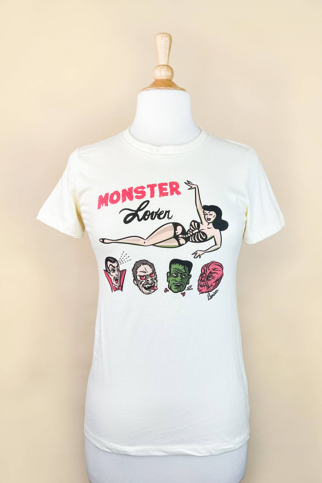 Monster Lover Fitted Tee in Ivory