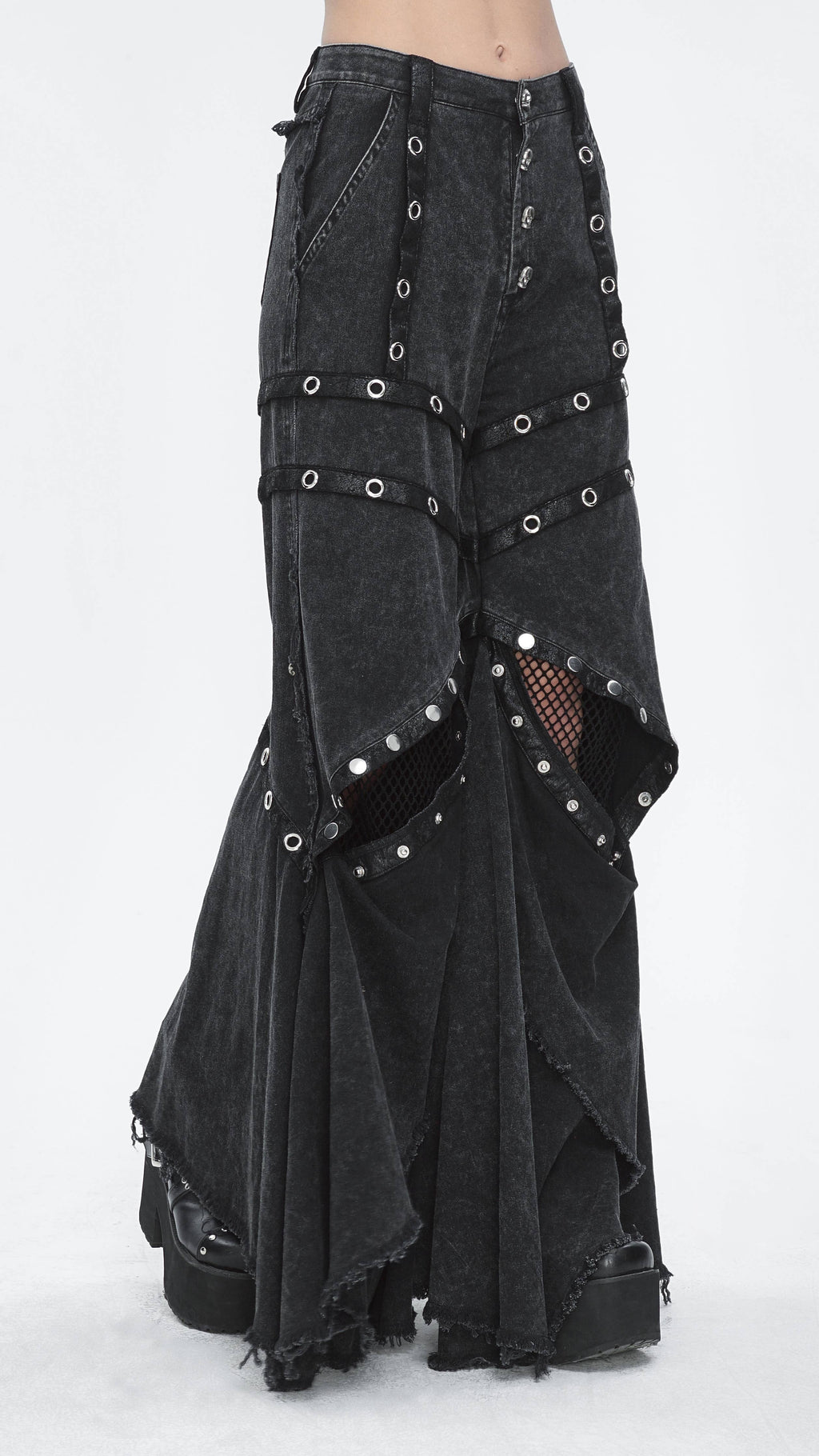 STUD PUNK DENIM FLARE PANTS