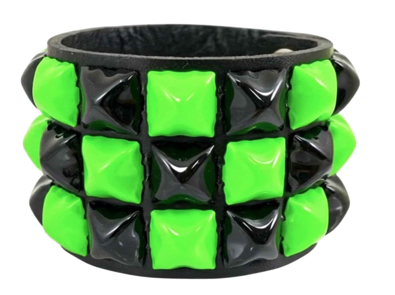 FB306 THREE PYRAMID STUD CHECKERED STUDDED SNAP CUFF