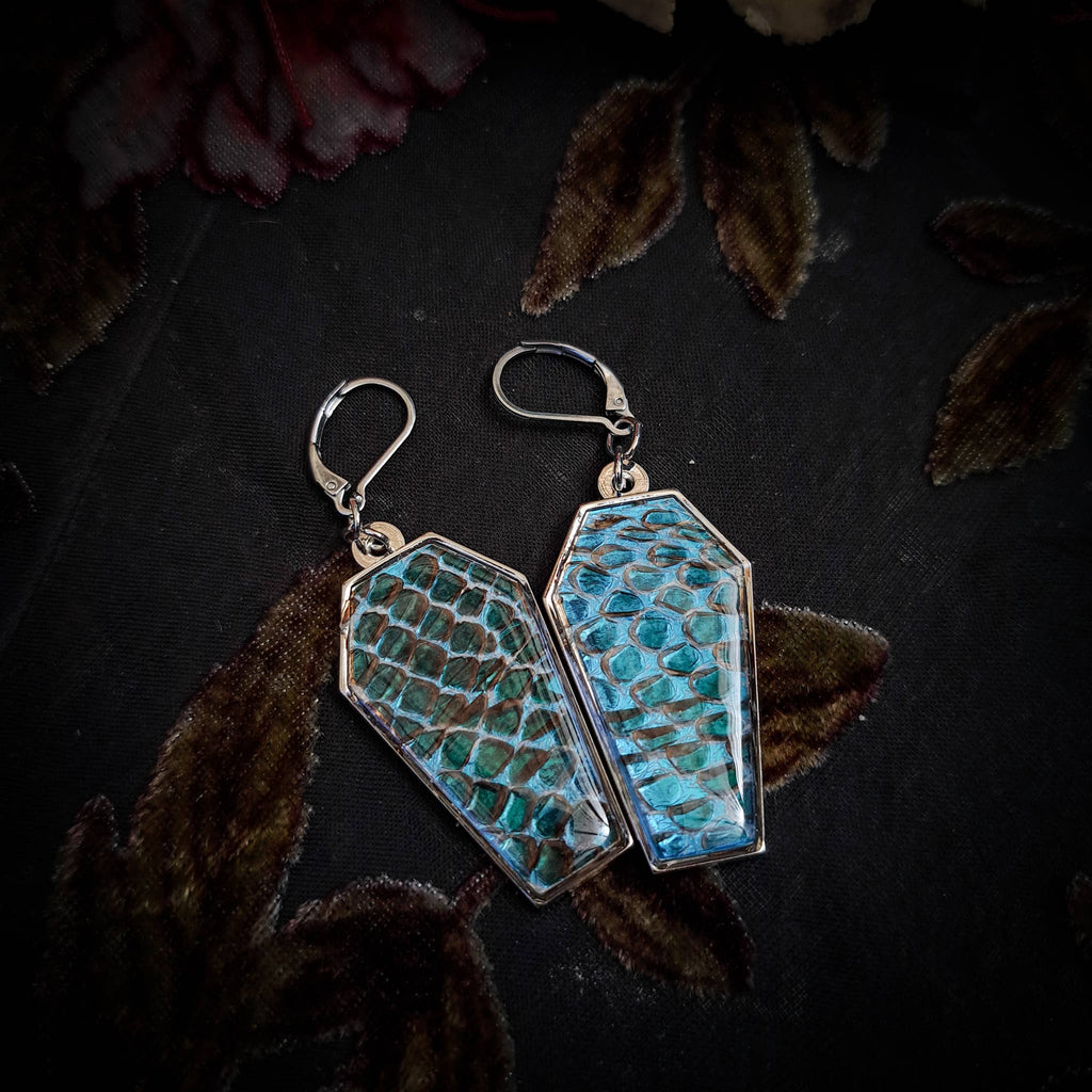 Assorted Holographic Snakeskin Coffin (Earrings )