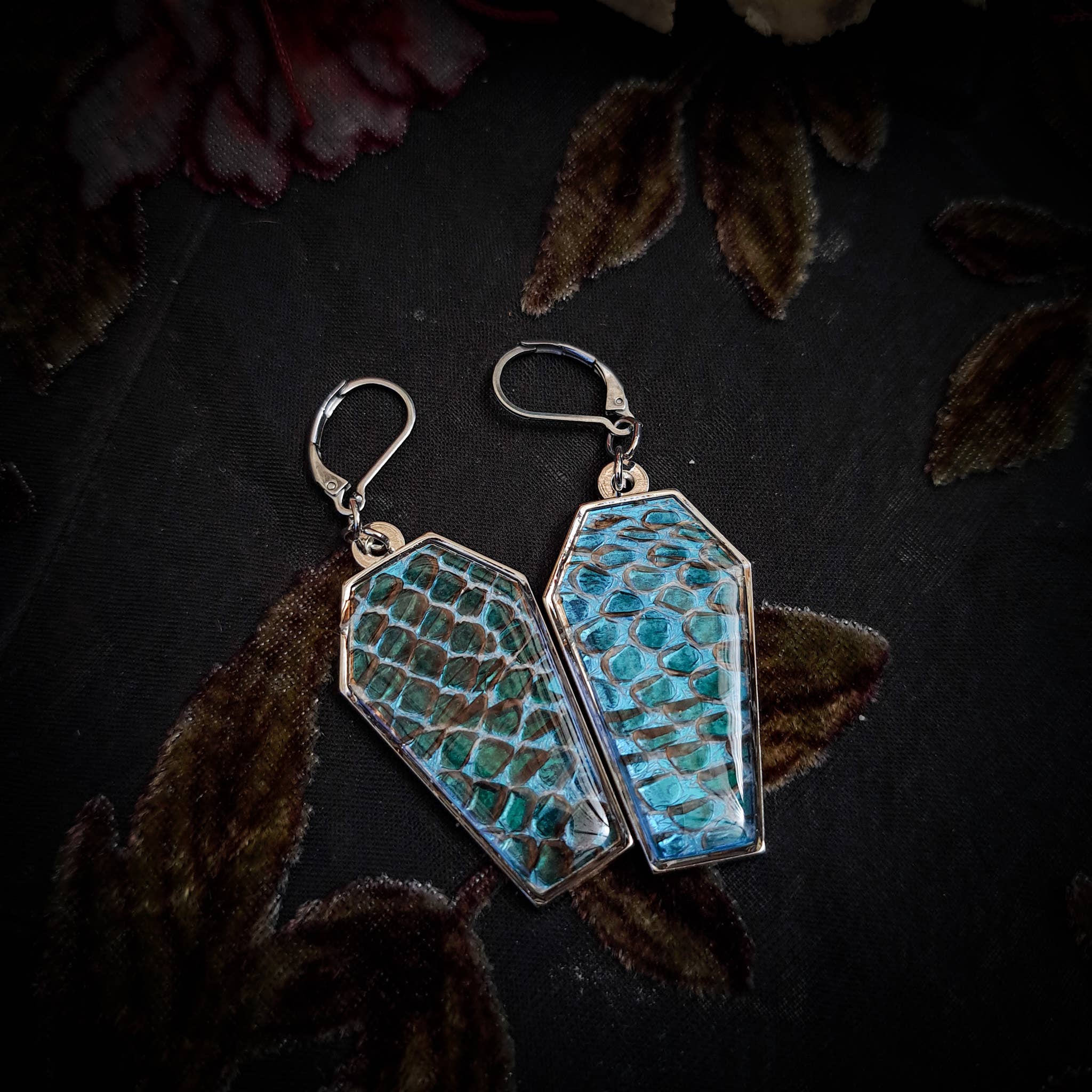 Assorted Holographic Snakeskin Coffin (Earrings )