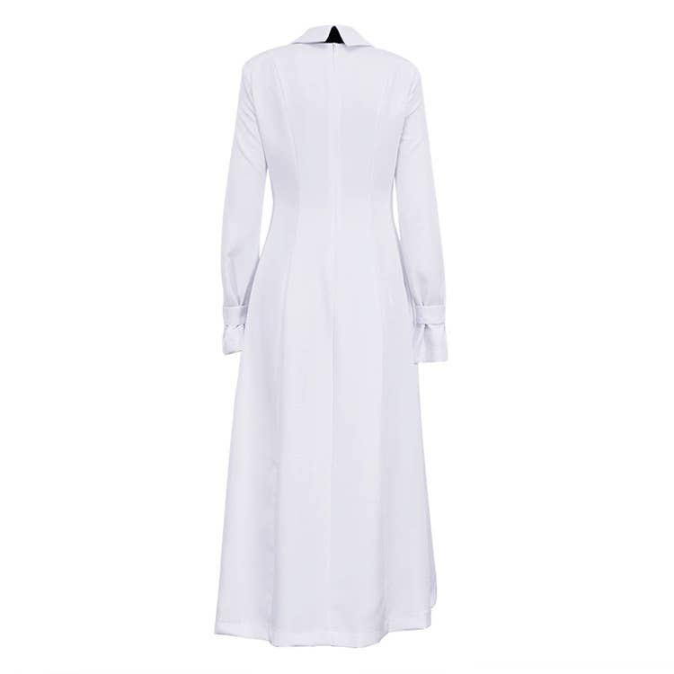 Necktie dress with lapel slit