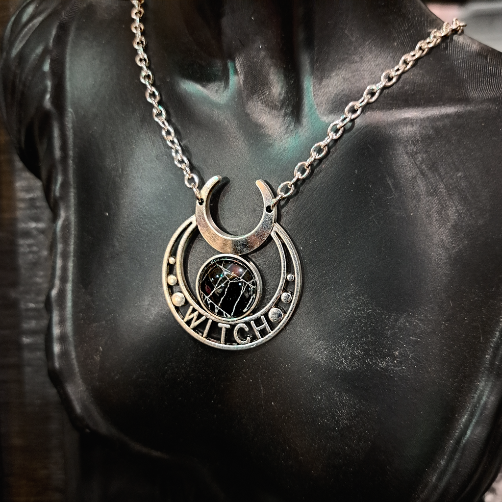 Real Spiderweb WITCH Cabochon in glass setting (Necklace)