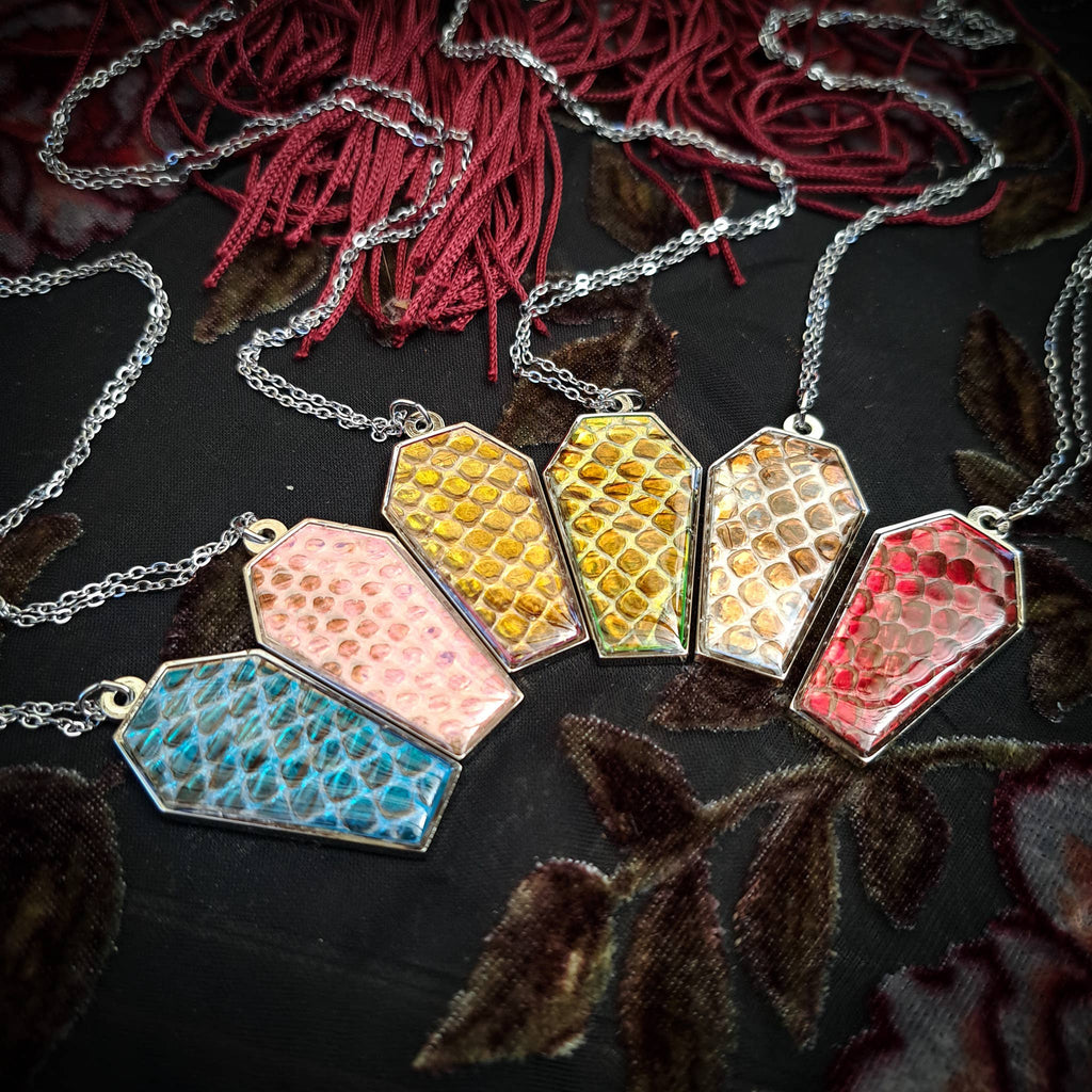 Assorted Holographic Snakeskin Coffin (Necklace)