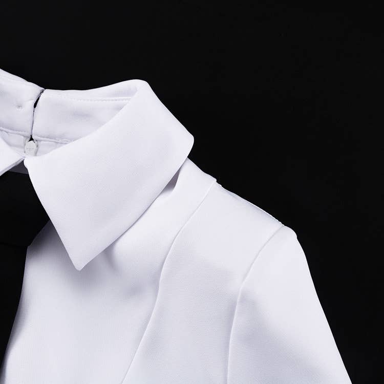 Necktie dress with lapel slit