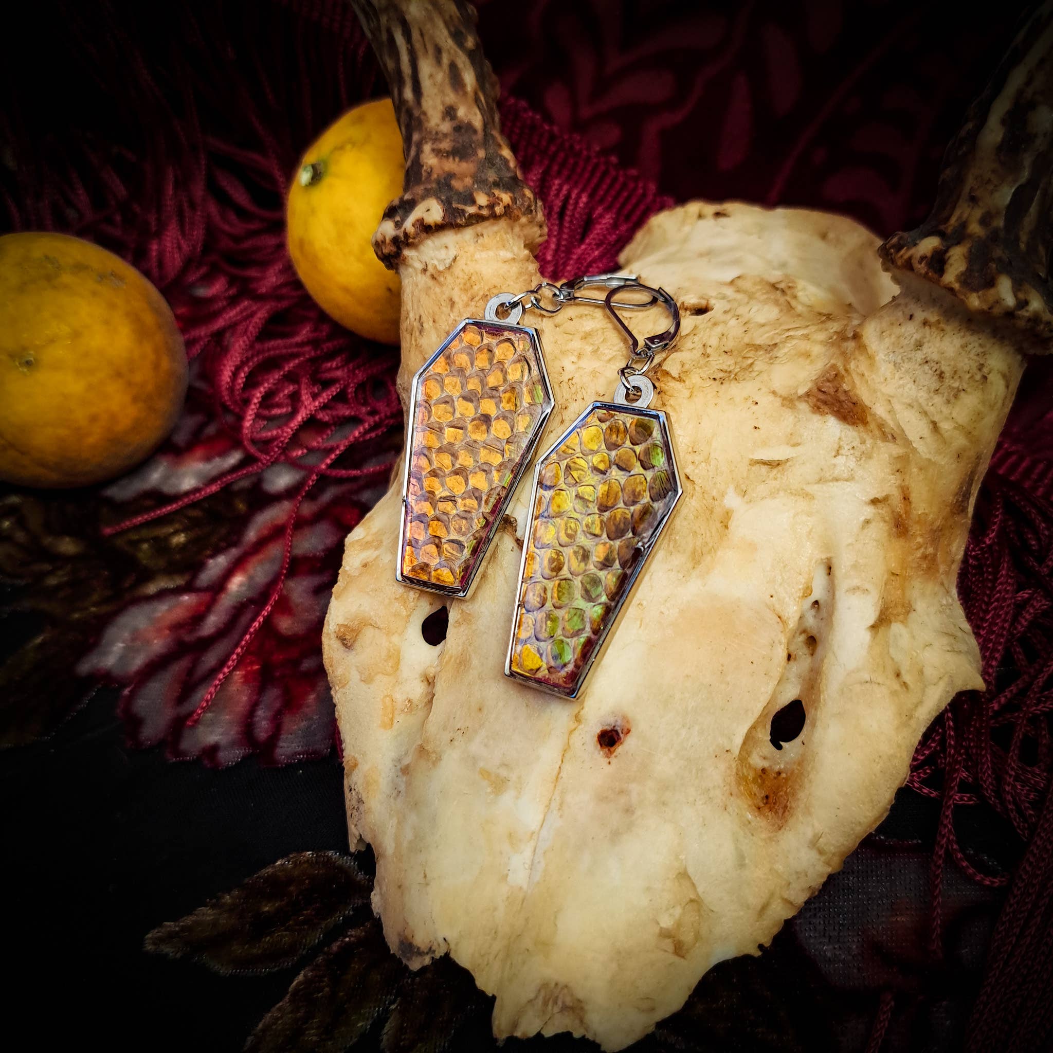 Assorted Holographic Snakeskin Coffin (Earrings )