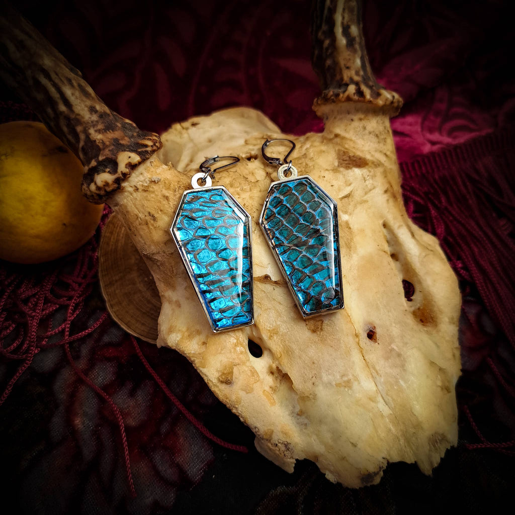 Assorted Holographic Snakeskin Coffin (Earrings )