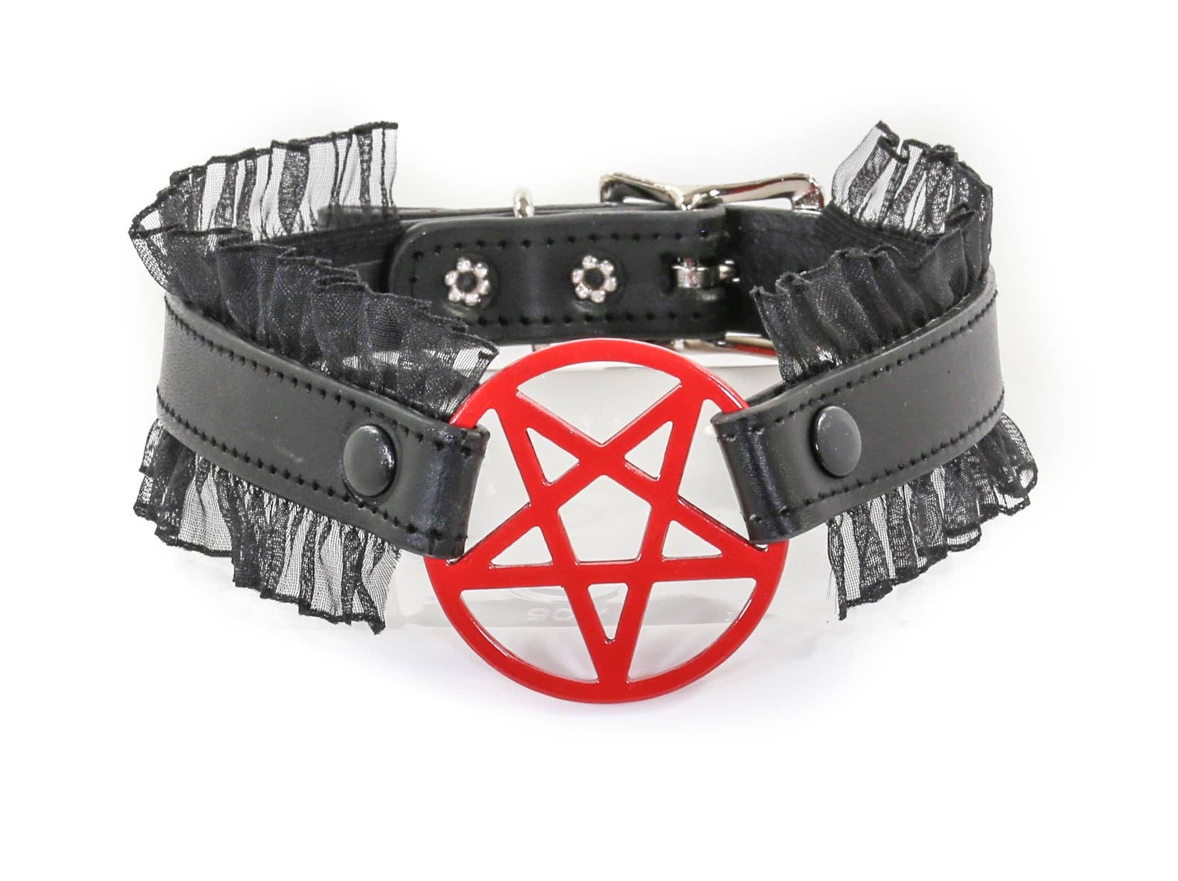 FCK130 PENTAGRAM LACE TRIM GOTH COLLAR