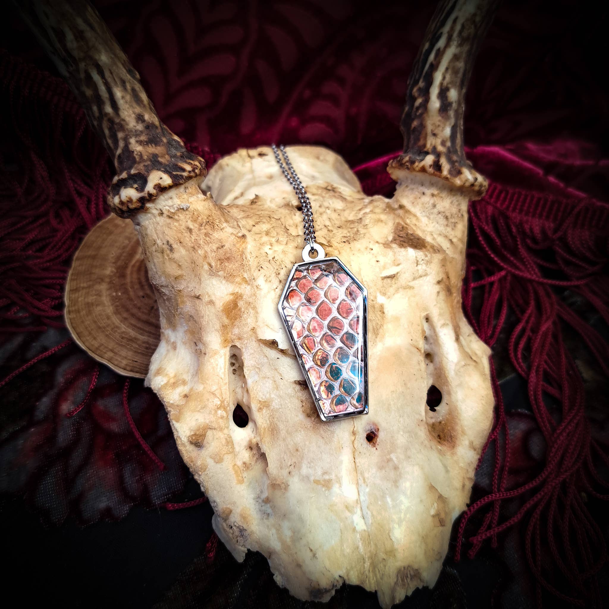 Assorted Holographic Snakeskin Coffin (Necklace)