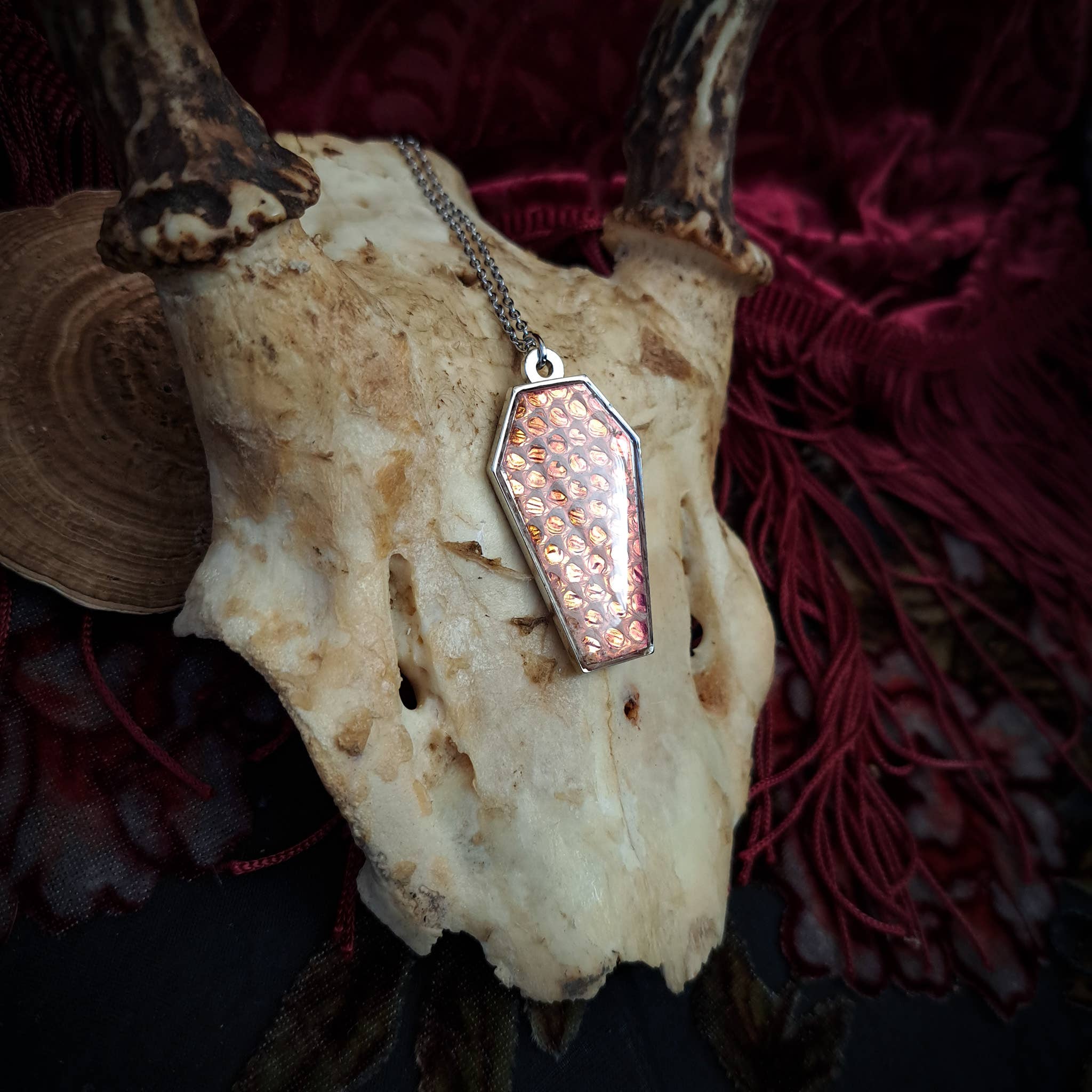 Assorted Holographic Snakeskin Coffin (Necklace)