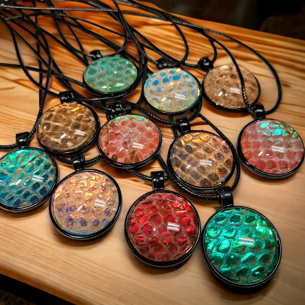 Assorted Snakeskin Necklaces, 1 inch round
