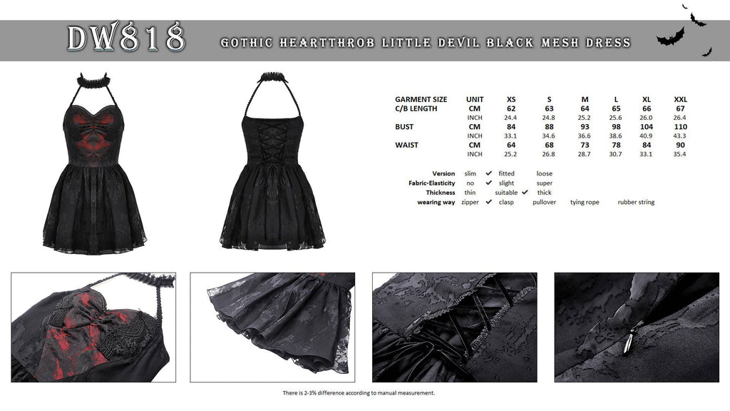 Gothic heartthrob little devil black mesh dress