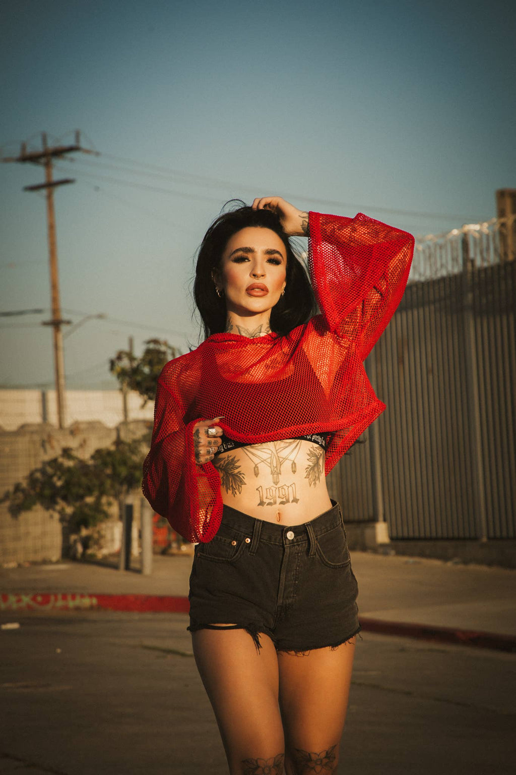 Crimson Web Crop Hoodie