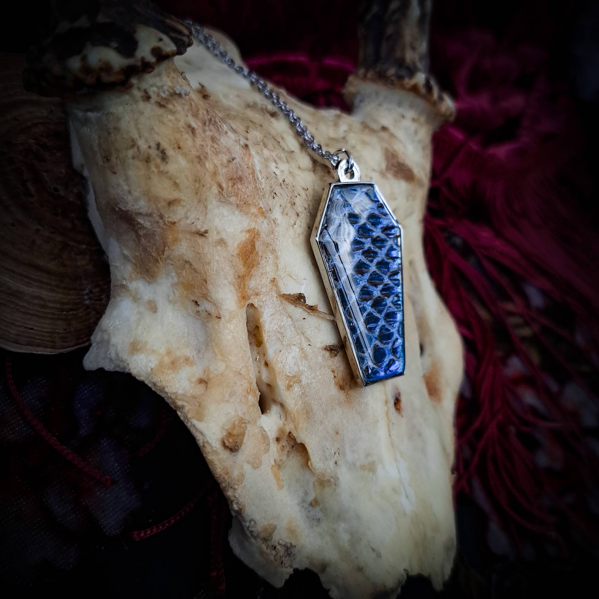Assorted Holographic Snakeskin Coffin (Necklace)