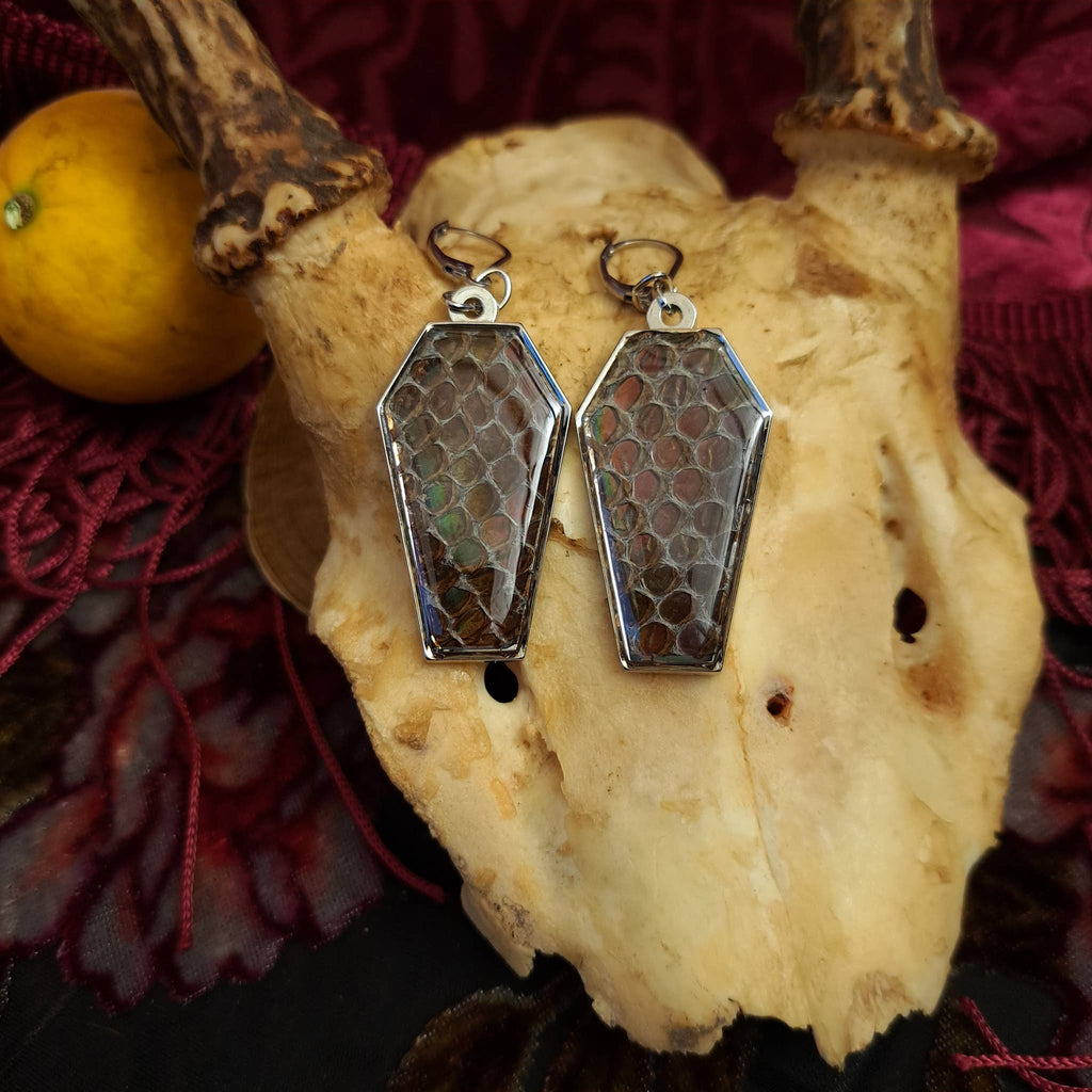 Assorted Holographic Snakeskin Coffin (Earrings )
