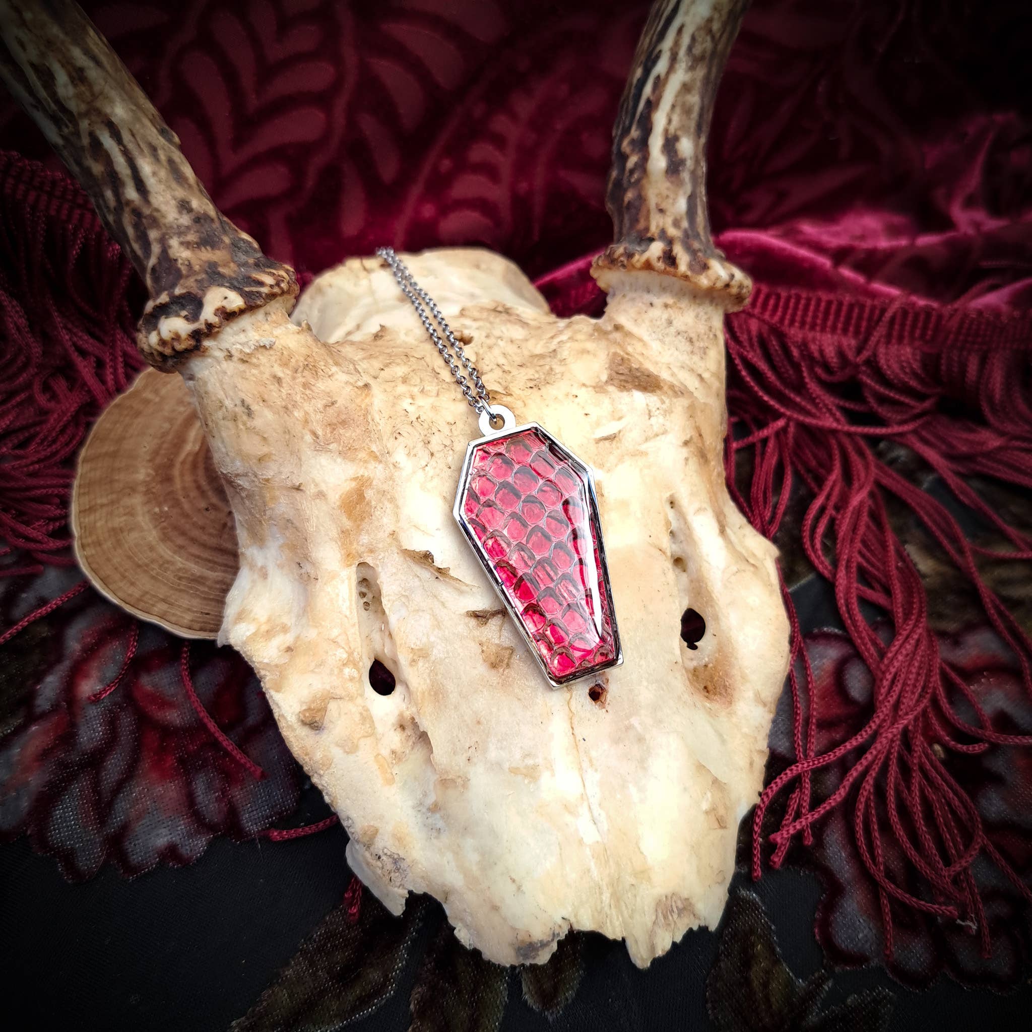 Assorted Holographic Snakeskin Coffin (Necklace)