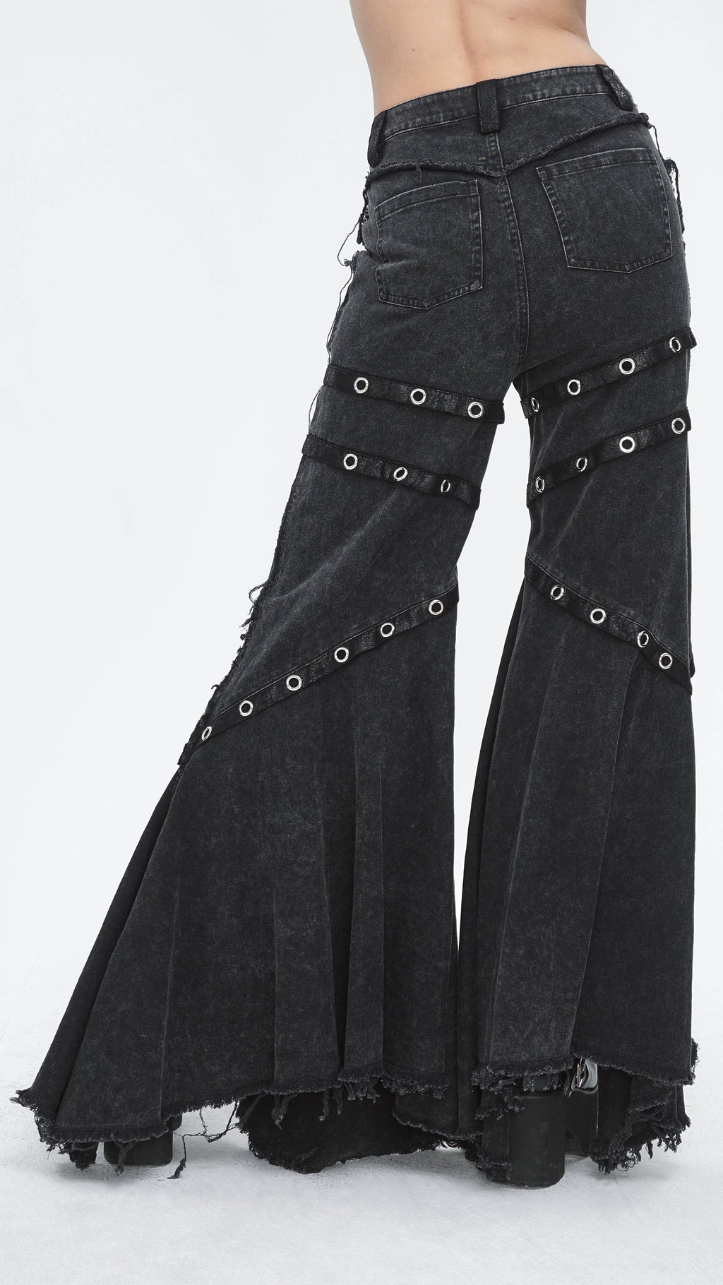 STUD PUNK DENIM FLARE PANTS