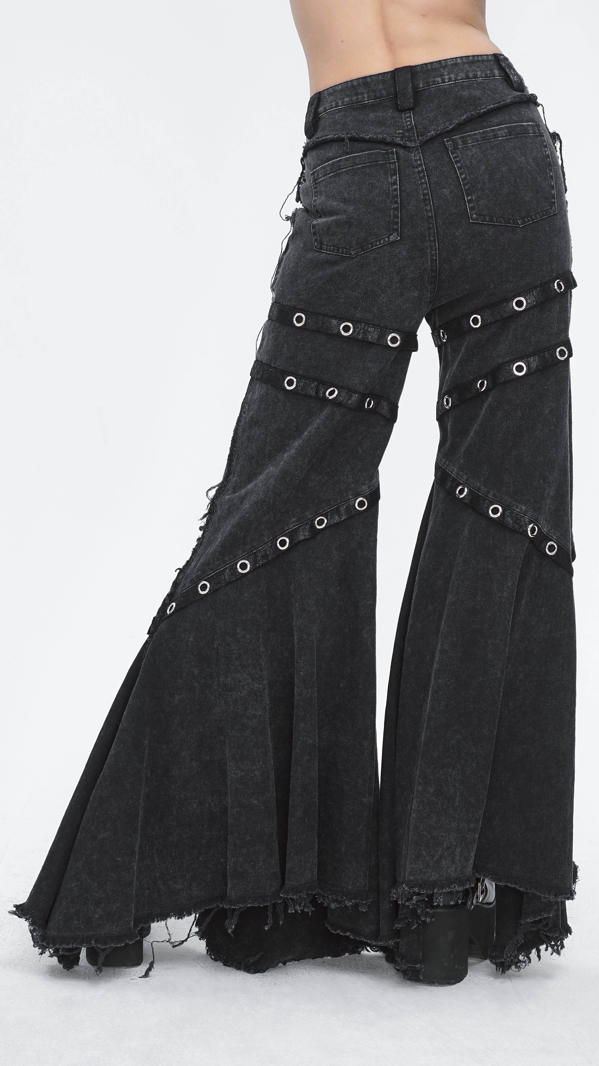 STUD PUNK DENIM FLARE PANTS
