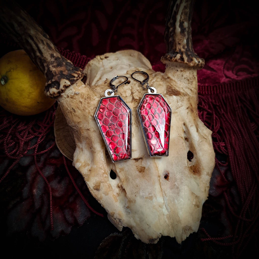 Assorted Holographic Snakeskin Coffin (Earrings )