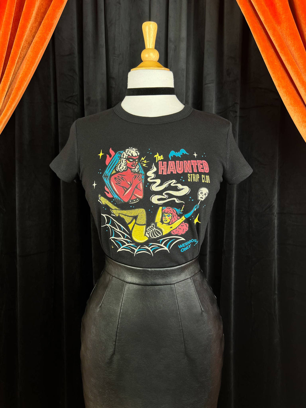 The Haunted Strip Club Cropped Baby tee in Black