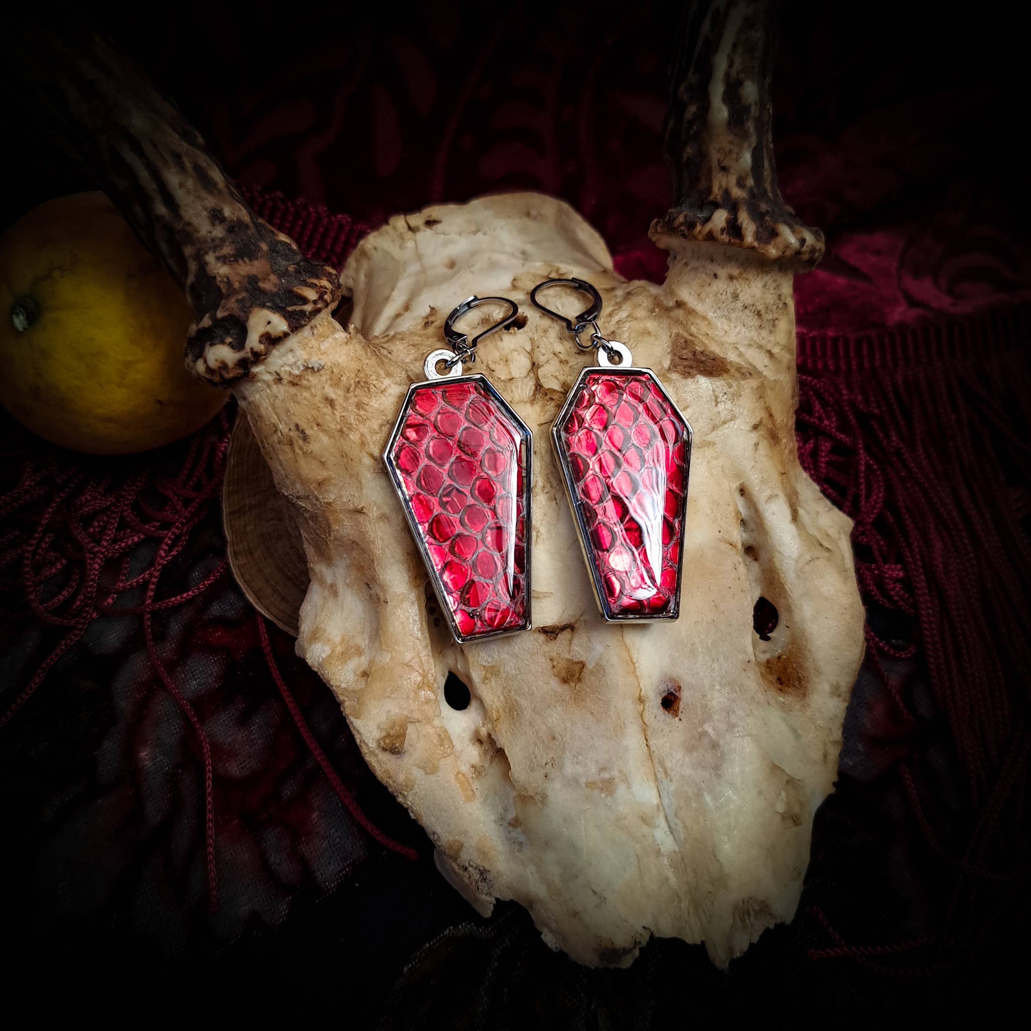 Assorted Holographic Snakeskin Coffin (Earrings )