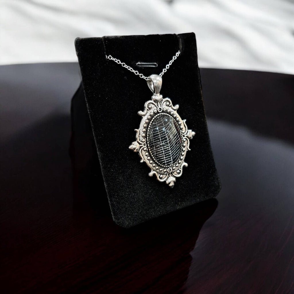 Real Spiderweb Small Silver Tone Filigree Cabochon Style 2