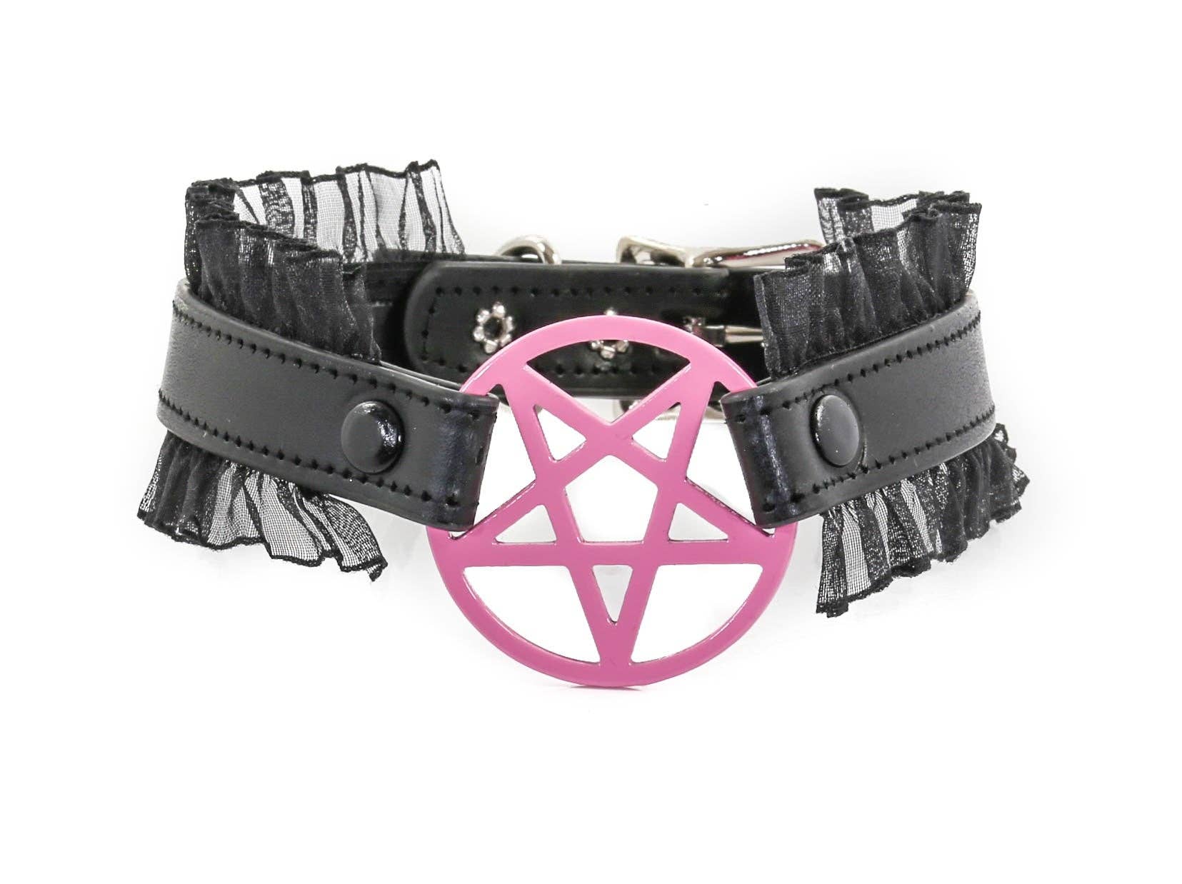 FCK130 PENTAGRAM LACE TRIM GOTH COLLAR