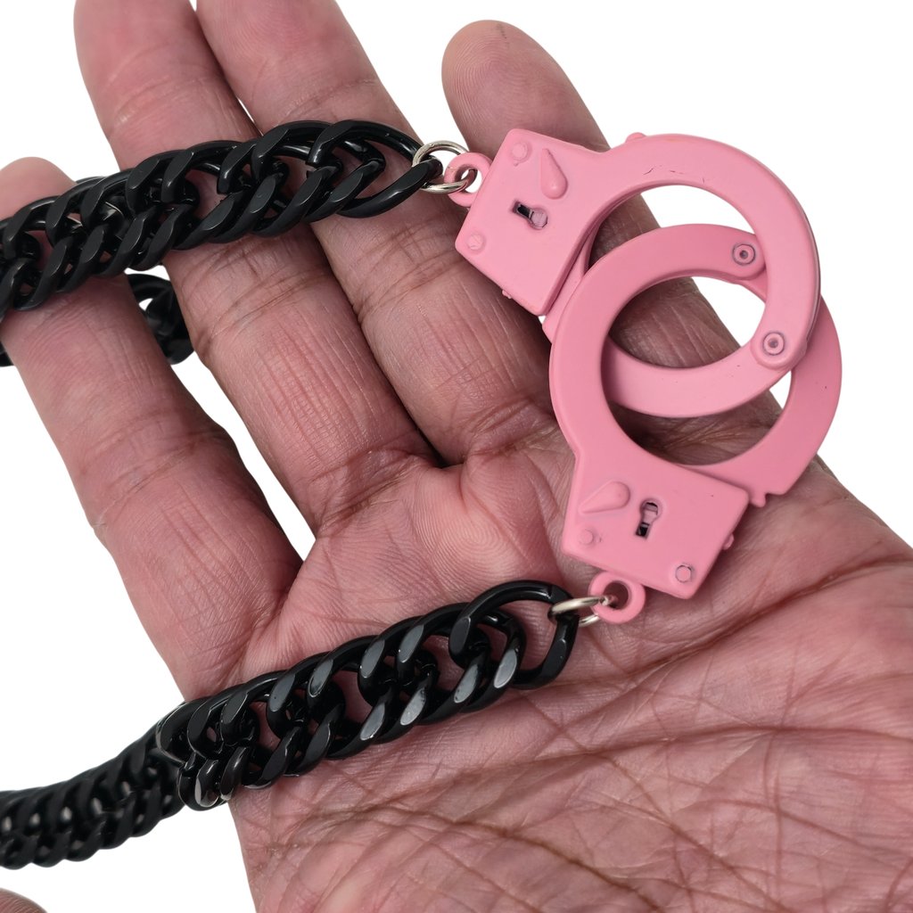 FC990DDC-BS  STEEL CUBAN CHAIN HANDCUFF NECKLACE