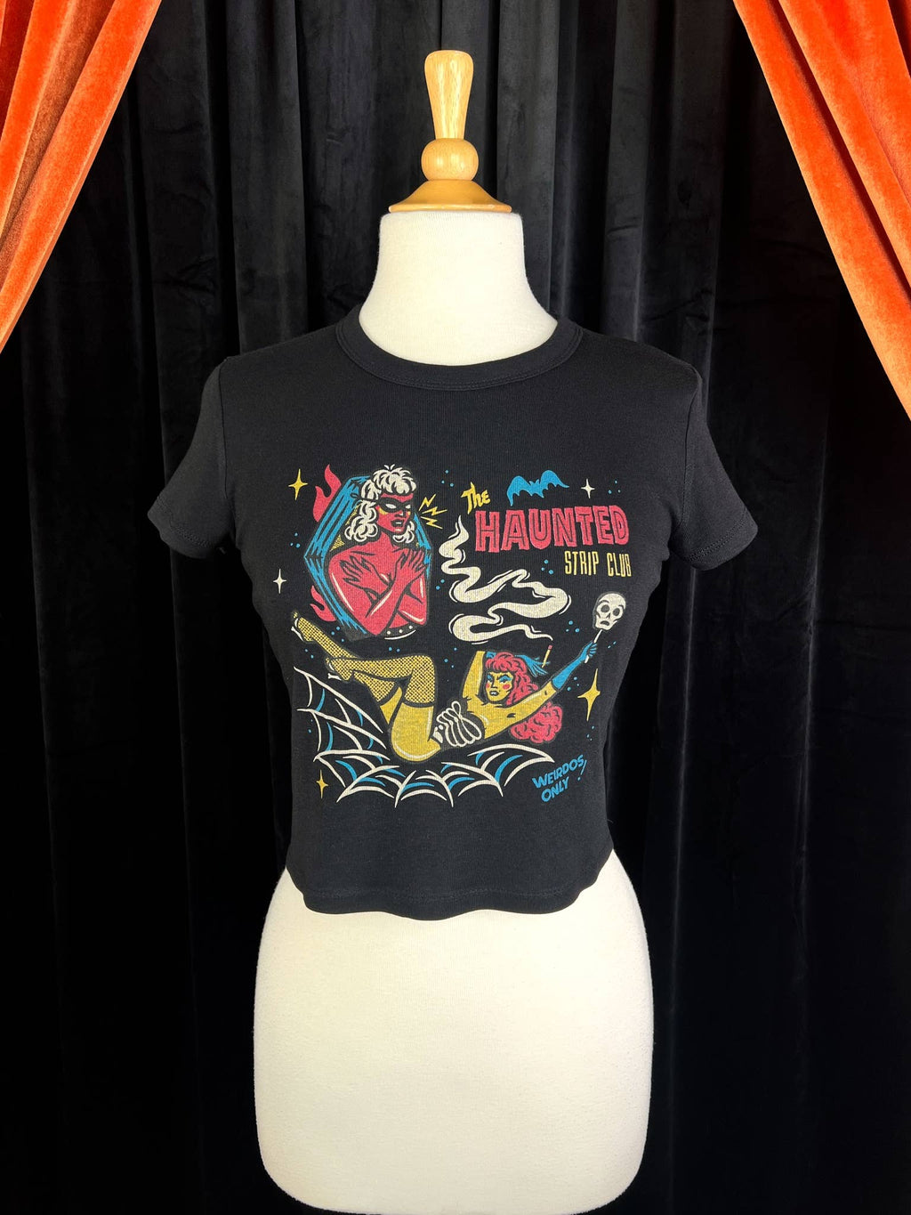 The Haunted Strip Club Cropped Baby tee in Black