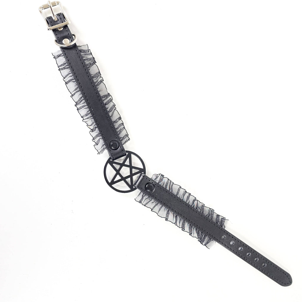 FCK130 PENTAGRAM LACE TRIM GOTH COLLAR