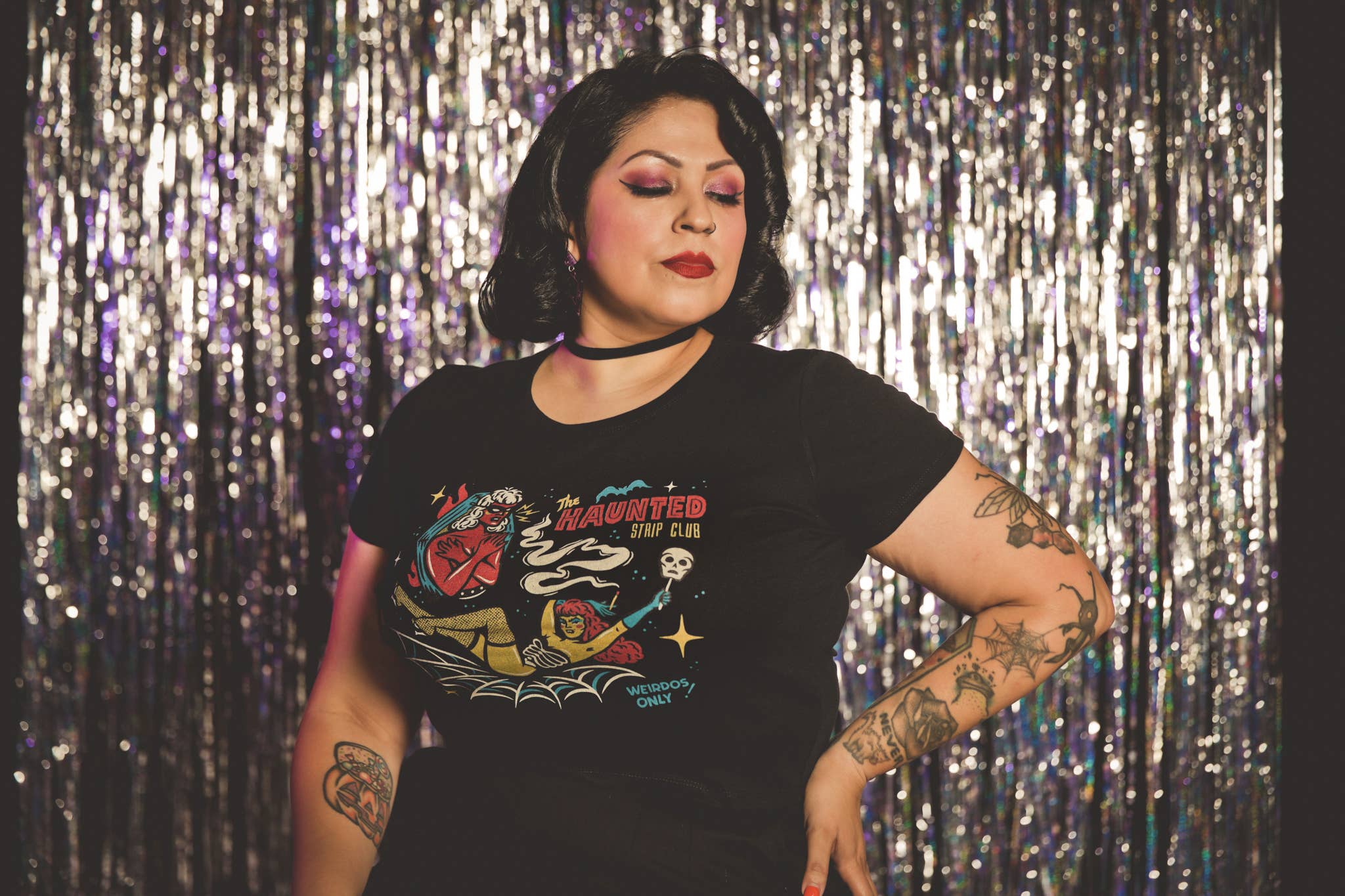 The Haunted Strip Club Cropped Baby tee in Black