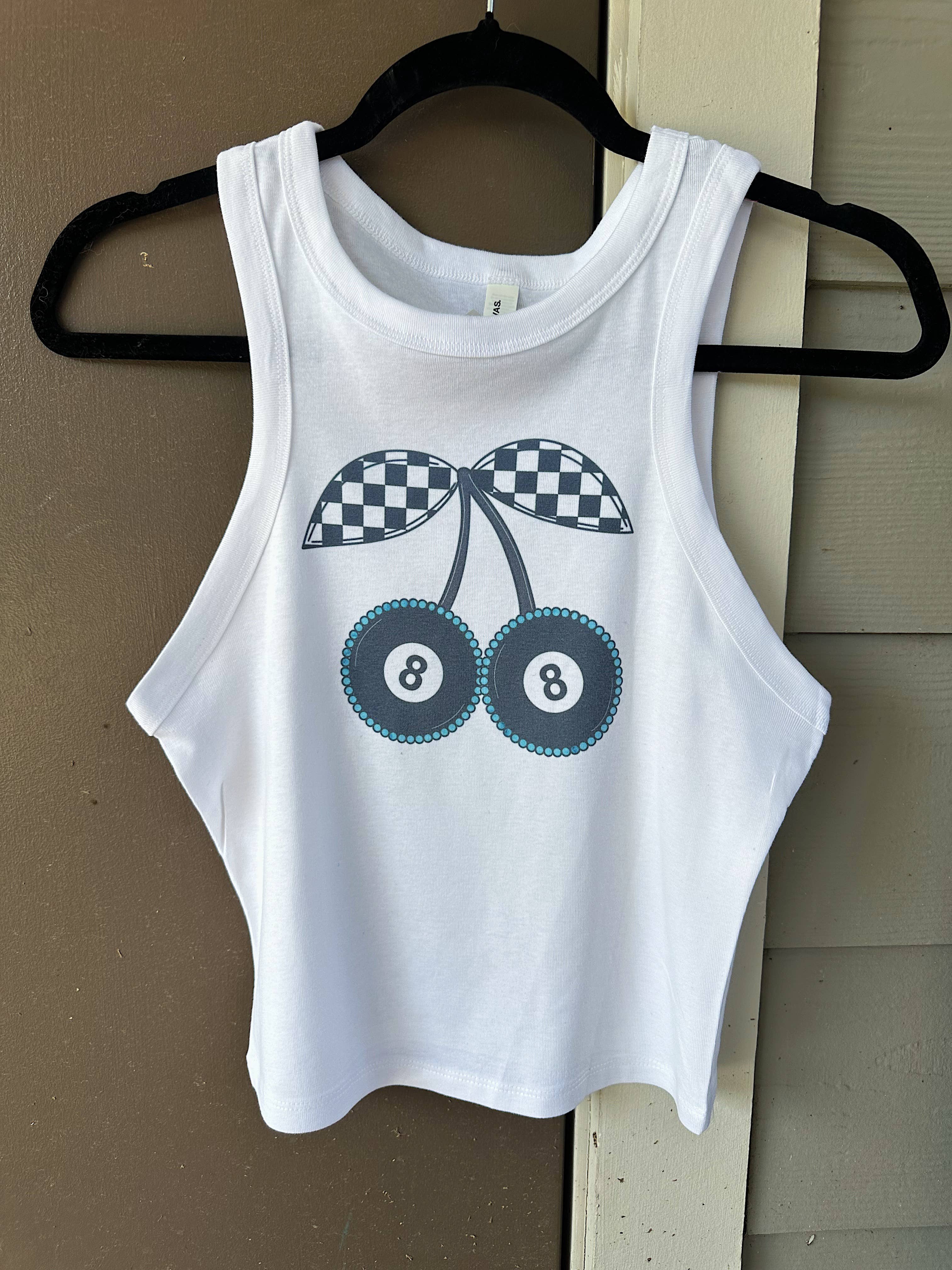 8 Ball Cherries Cropped Tank