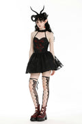Gothic heartthrob little devil black mesh dress