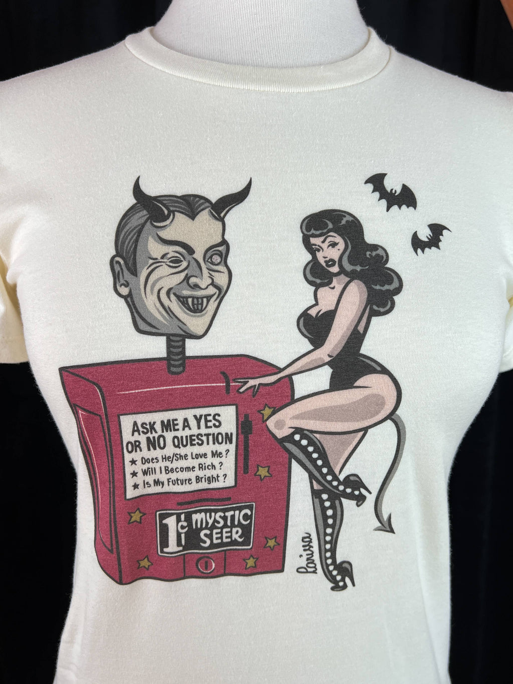 Devil's Fortune Fitted Tee in Ivory