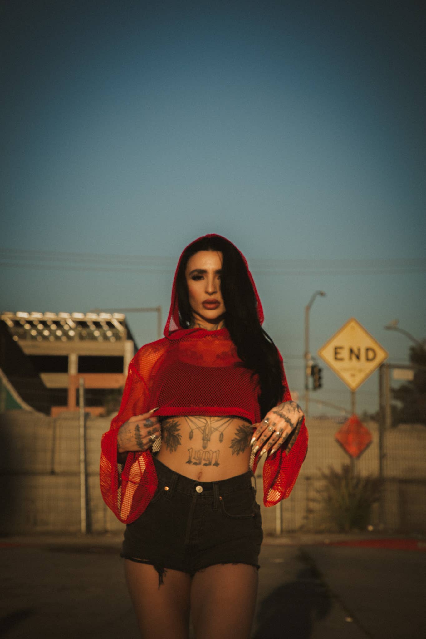 Crimson Web Crop Hoodie