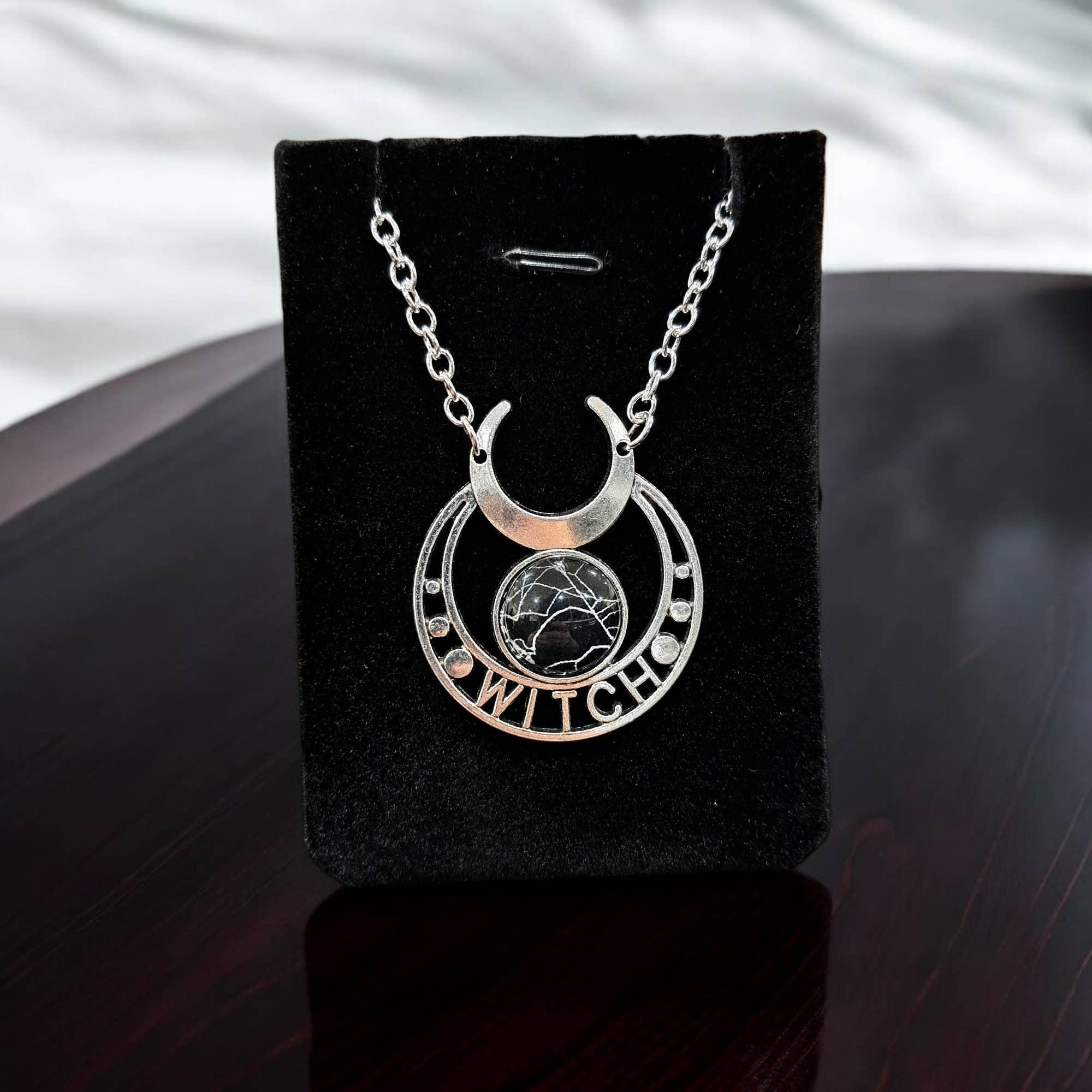 Real Spiderweb WITCH Cabochon in glass setting (Necklace)